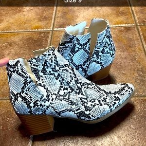 Snake print booties
